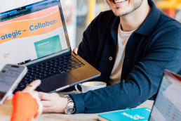 Dan showing social etc. website